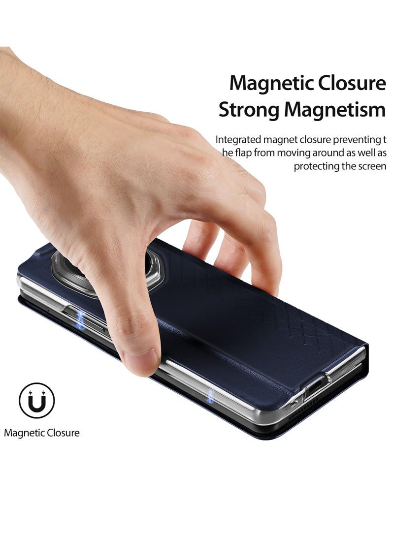 general Cover Compatible with Honor Magic V5 5G, PU Leather Case Magnetic Closure Design Flip Stand Cover with Card Slot, Shockproof Wallet Case for Honor Magic V5 - Image 3