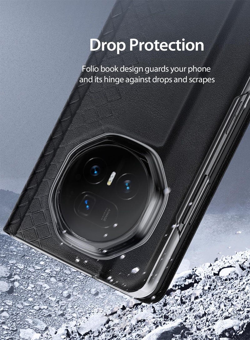 general Cover Compatible with Honor Magic V5 5G, PU Leather Case Magnetic Closure Design Flip Stand Cover with Card Slot, Shockproof Wallet Case for Honor Magic V5 - Image 5