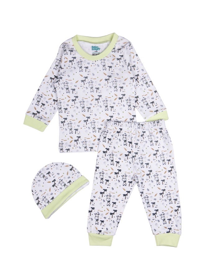Babies Basic 7 Piece Unisex 100% Cotton Gift Set Include Bib, Blanket, Mitten, Cap, Romper, Top And Bottom Set  - Image 4
