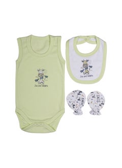 Babies Basic 7 Piece Unisex 100% Cotton Gift Set Include Bib, Blanket, Mitten, Cap, Romper, Top And Bottom Set  - Image 3