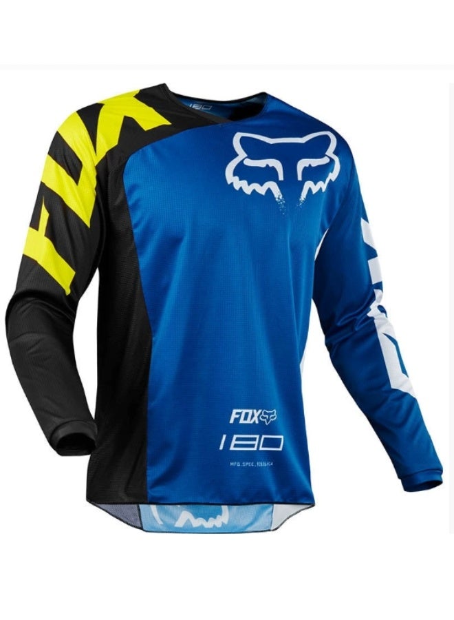 Racing 180 Blue  Yellow Motocross Long-Sleeve Jersey-XXXXL