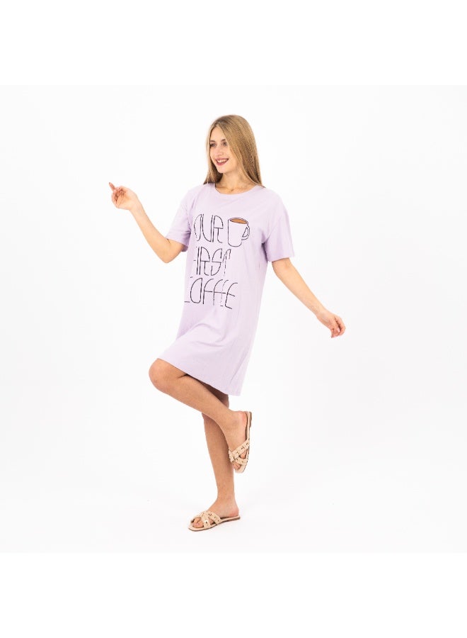 zecotex  Women's Cotton Nightshirt Dress | Printed Short Sleeve Sleepwear | Comfortable Summer Loungewear for Women  - Image 1