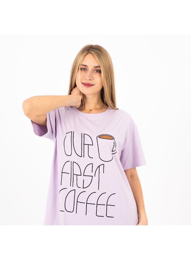 zecotex  Women's Cotton Nightshirt Dress | Printed Short Sleeve Sleepwear | Comfortable Summer Loungewear for Women  - Image 2