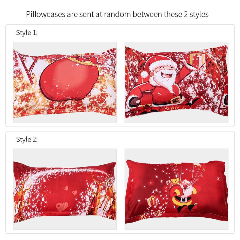 Christmas Santa Bedding Set Polyester 3D Printed Duvet Cover + 2pcs Pillowcases + Bed Sheet Set Christmas Bedroom Decorations--Queen Size - Image 2