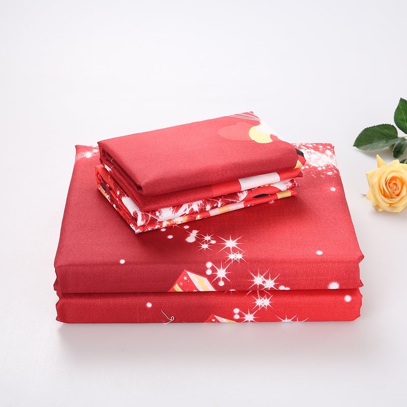 Christmas Santa Bedding Set Polyester 3D Printed Duvet Cover + 2pcs Pillowcases + Bed Sheet Set Christmas Bedroom Decorations--Queen Size - Image 4