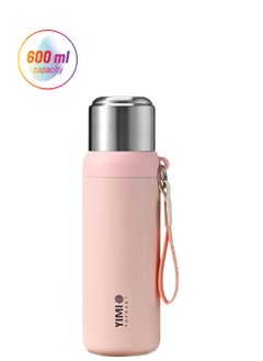Thermal isulated Water Bottle 600 ML Stainless Steel Double Wall Vacuum insulated Water Bottles for Hot Cold Water Gym Bottle Flask Bottle Pink.
