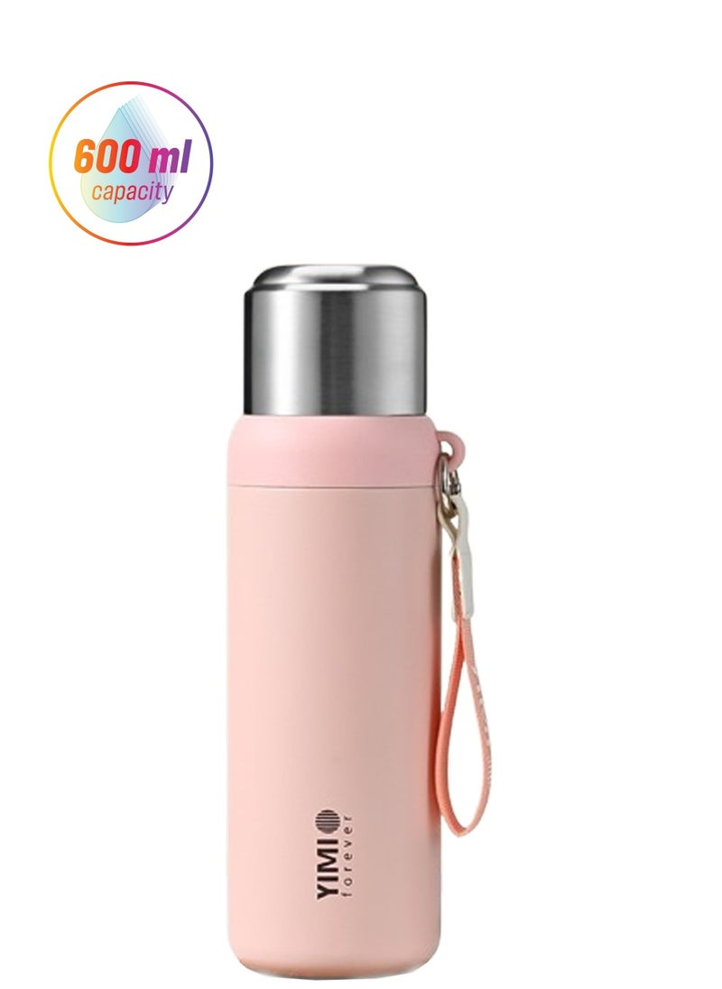 TYCOM - Thermal isulated Water Bottle 600 ML Stainless Steel Double Wall Vacuum insulated Water Bottles for Hot Cold Water Gym Bottle Flask Bottle Pink. - Image 1