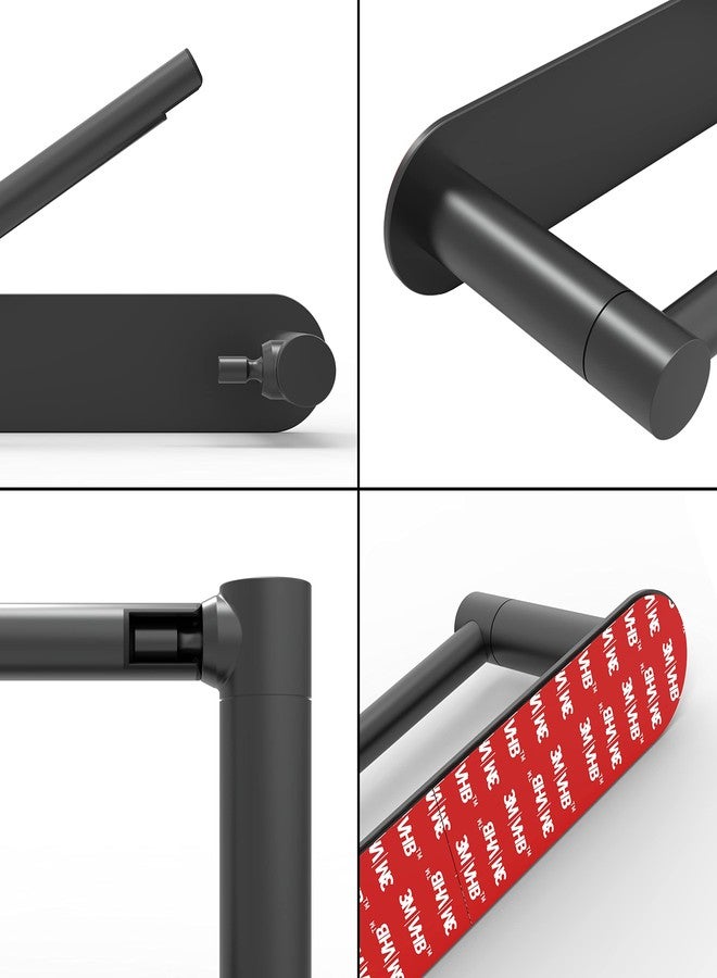 WZRUA Adhesive Toilet Paper Holder Matte Black Double Post Pivoting Bathroom Toilet Tissue Holder Roll Holder Stick On No Drilling Stainless Steel and Zinc Alloy - Image 5
