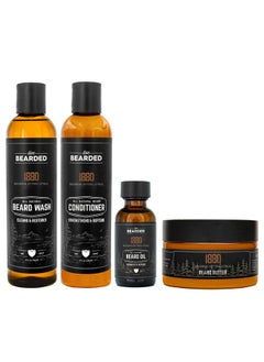 Live Bearded Live Bearded Complete Beard Grooming Kit, Made in the USA with All-Natural Ingredients - Beard Wash, Conditioner, Beard Butter & Beard Oil Kit - Mens Beard Grooming Set, in Scent 1880, Sweet Bourbon  - Image 1
