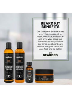 Live Bearded Live Bearded Complete Beard Grooming Kit, Made in the USA with All-Natural Ingredients - Beard Wash, Conditioner, Beard Butter & Beard Oil Kit - Mens Beard Grooming Set, in Scent 1880, Sweet Bourbon  - Image 3