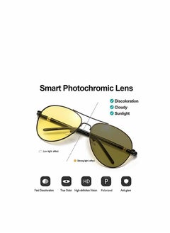Y&D Night Driving Glasses, Polarized Aviator Sunglasses for Men Women Lightweight Outdoor 100% UV 400 Protection HD Vision Anti-Glare Glasses (Black Lens Frame)  - Image 2