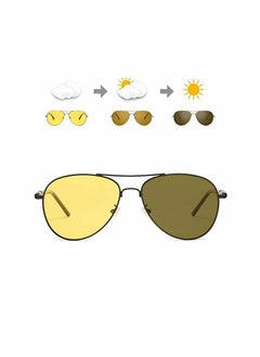 Y&D Night Driving Glasses, Polarized Aviator Sunglasses for Men Women Lightweight Outdoor 100% UV 400 Protection HD Vision Anti-Glare Glasses (Black Lens Frame)  - Image 1