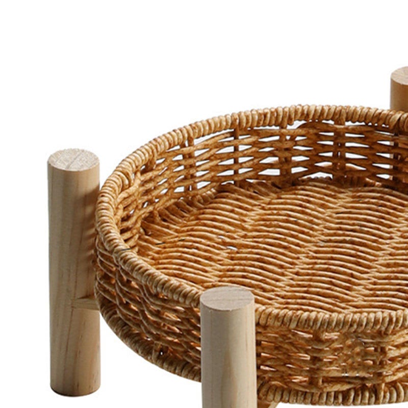MERISHOPP Rattan Vegetable Storage Serving Basket Round Rattan Bread Baskets for Fruit 18Ã-10Ã-4cm - Image 3