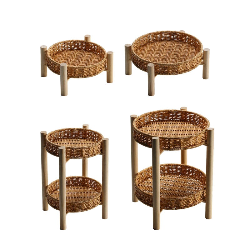 MERISHOPP Rattan Vegetable Storage Serving Basket Round Rattan Bread Baskets for Fruit 18Ã-10Ã-4cm - Image 4