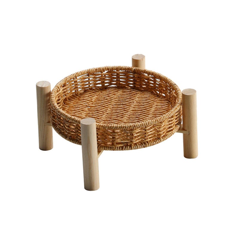 MERISHOPP Rattan Vegetable Storage Serving Basket Round Rattan Bread Baskets for Fruit 18Ã-10Ã-4cm - Image 1