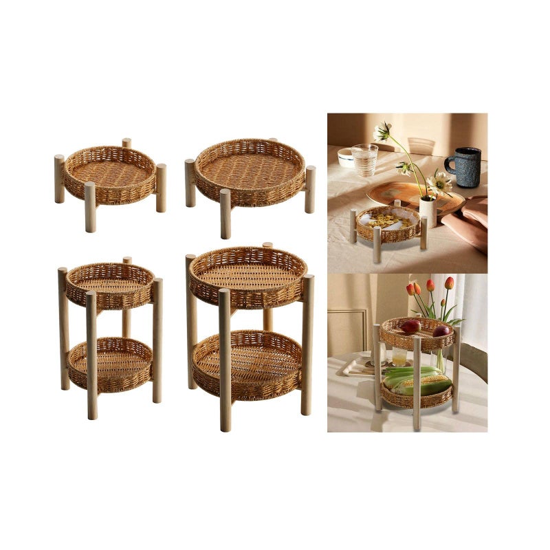 MERISHOPP Rattan Vegetable Storage Serving Basket Round Rattan Bread Baskets for Fruit 18Ã-10Ã-4cm - Image 5
