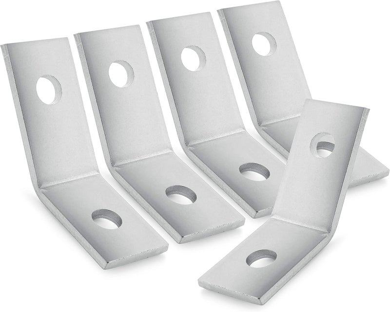 OHLECTRIC (5 Pack) 2-Hole Open 45° Corner Angle Brackets – Premium Zinc Electroplated Steel | 1-5/8" x 1/4", 9/16" Holes – Heavy-Duty Braces for Wood, Metal, Framing & Shelf Support - Image 1