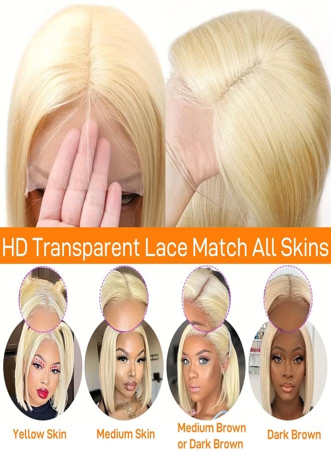 SKYDO 613 Blonde Bob Wig Human Hair 13x4 Bob HD Lace Front Wigs Human Hair 180 Density 613 Bob Wig Pre Plucked Blonde Bob Wigs for Women 12inch - Image 3