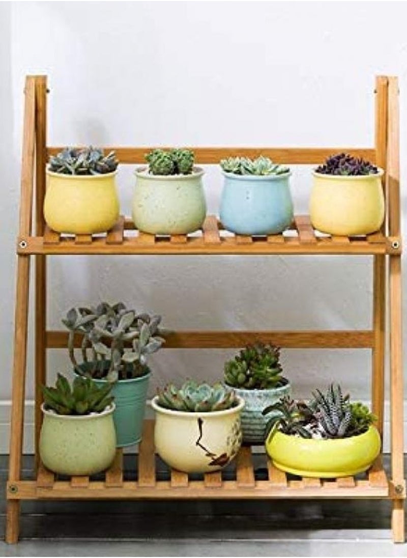 AIWANTO 2 Layer Bamboo Plants Display Rack for Indoor and Outdoor Decor  - Image 1