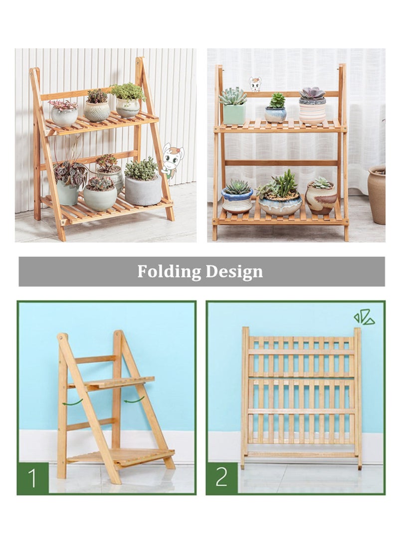 AIWANTO 2 Layer Bamboo Plants Display Rack for Indoor and Outdoor Decor  - Image 5