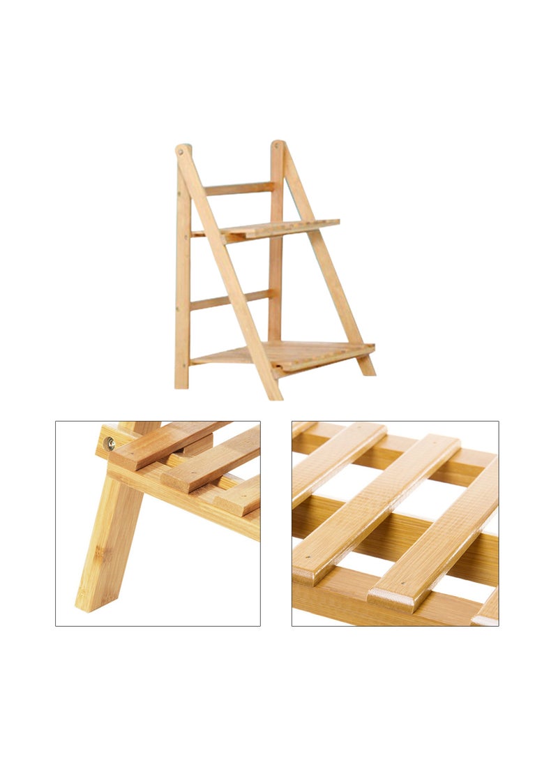 AIWANTO 2 Layer Bamboo Plants Display Rack for Indoor and Outdoor Decor  - Image 4