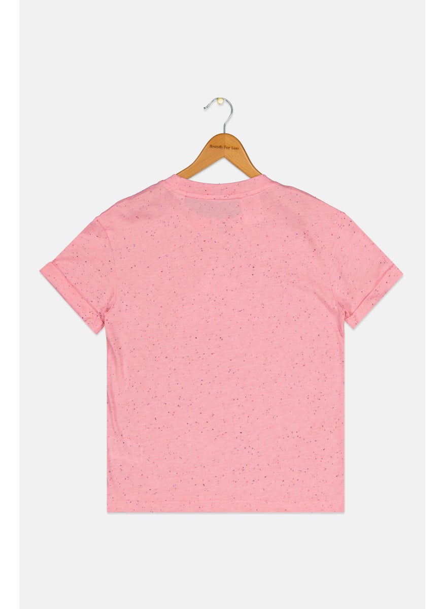 Adidas Kids Girl Sportswear Fit Short Sleeves Training T-shirt, Pink  - Image 2