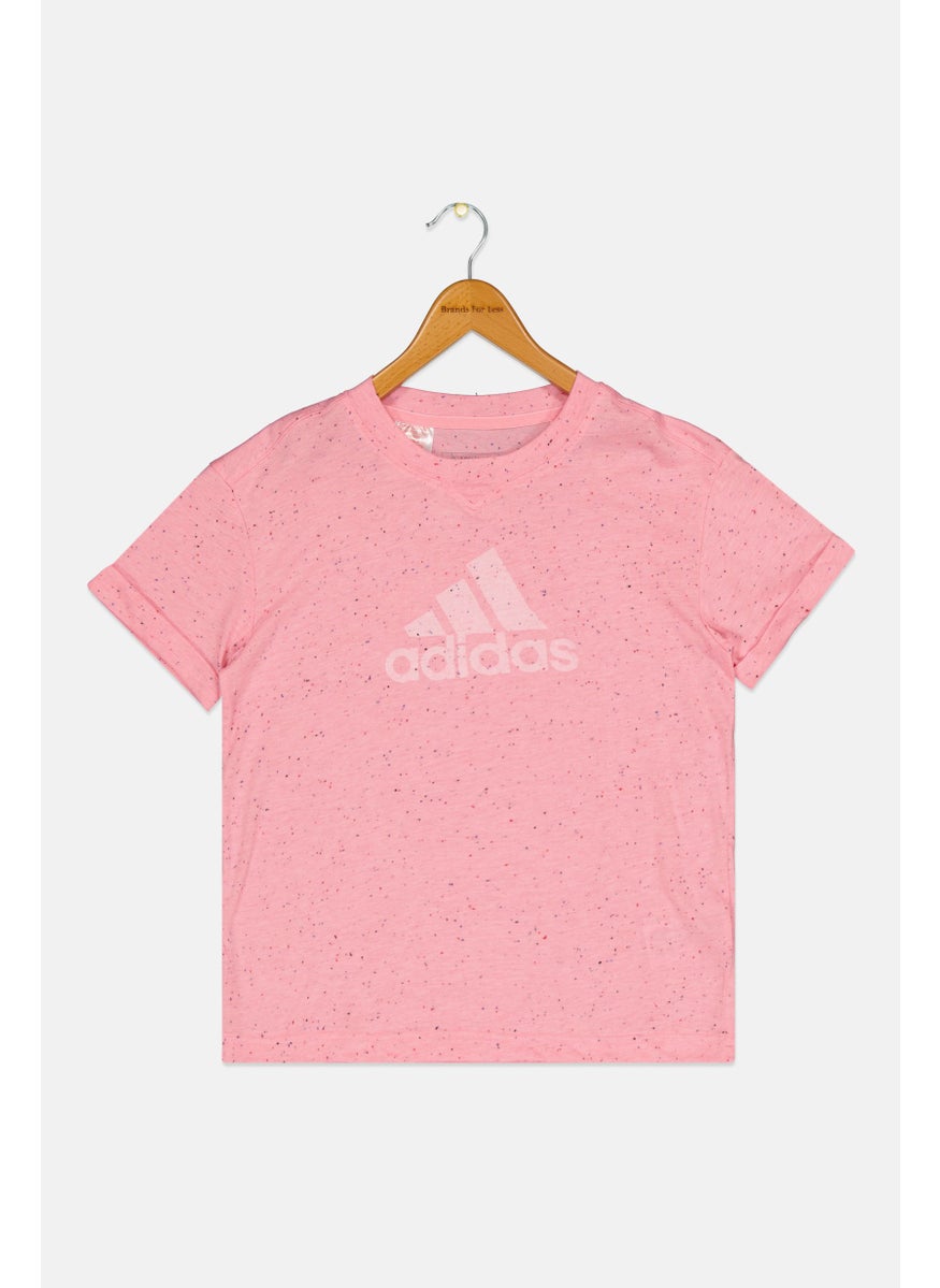 Adidas Kids Girl Sportswear Fit Short Sleeves Training T-shirt, Pink  - Image 1