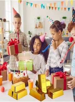 فاشون هوم 10 قطع من سبائك الذهب المزيفة، من البلاستيك الذهبي اللامع، سدادة باب ذهبية لامعة، وزن الورق الذهبي، كنز القراصنة الذهبي، ديكور مكتب المنزل  - Image 4