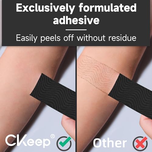 CKeep Uncut Kinesiology Tape(2 Rolls), Original Cotton Elastic Premium Athletic Tape,Latex Free Hypoallergenic, 2inch x 16ft, Black - Image 3