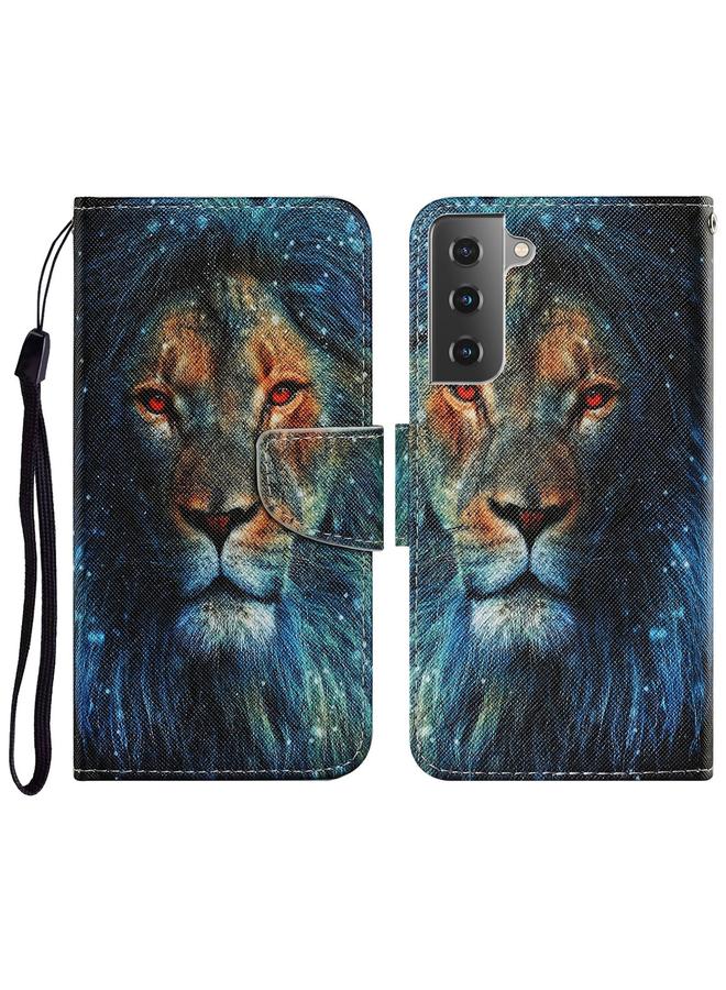 اس-توب جراب لهاتف Samsung Galaxy S21 FE بنمط رسم ملون، جراب جلدي من البولي يوريثان قابل للطي أفقيًا مع حامل وفتحات للبطاقات ومحفظة وحبل - Image 1