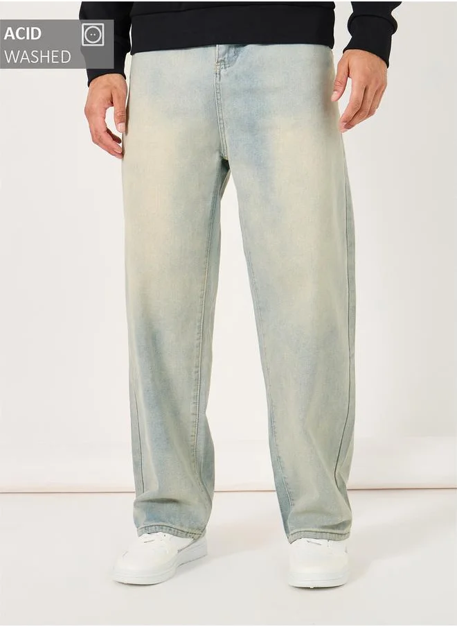 Styli Mid Rise Acid Washed Regular Fit Jeans