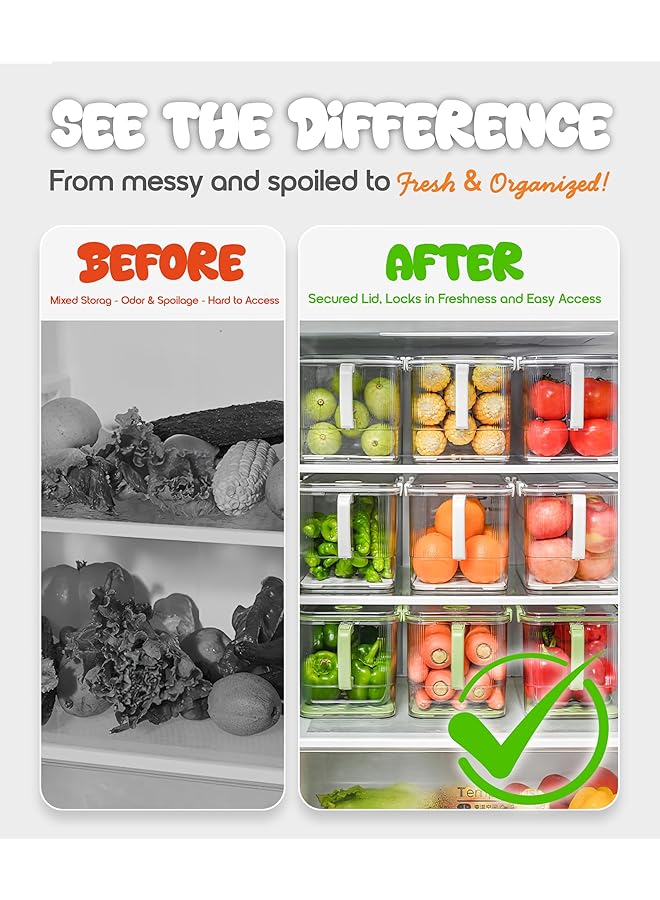 YAH Creation 6.2L Yah Durable Fridge Container With Lid – Leakproof, Airtight Locks, Built In Folding Handle – Stackable Refrigerator Storage Organizer For Fruits, Vegetables, Meat, Snacks, Pantry & More. - Image 5