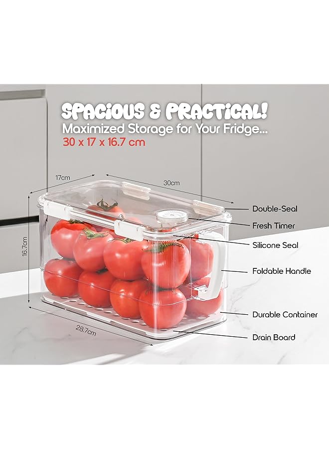 YAH Creation 6.2L Yah Durable Fridge Container With Lid – Leakproof, Airtight Locks, Built In Folding Handle – Stackable Refrigerator Storage Organizer For Fruits, Vegetables, Meat, Snacks, Pantry & More. - Image 4