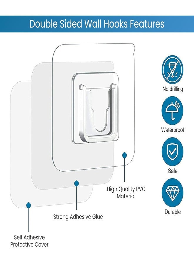 LYSIREN 12 Pack Double-Sided Self Adhesive Male/Female Wall Hooks – Heavy-Duty, No-Drill, Sticker Hooks for Hanging Socket Box, WiFi Router, Bathroom, Kitchen & Home Organization (Male Female Hook) - Image 2
