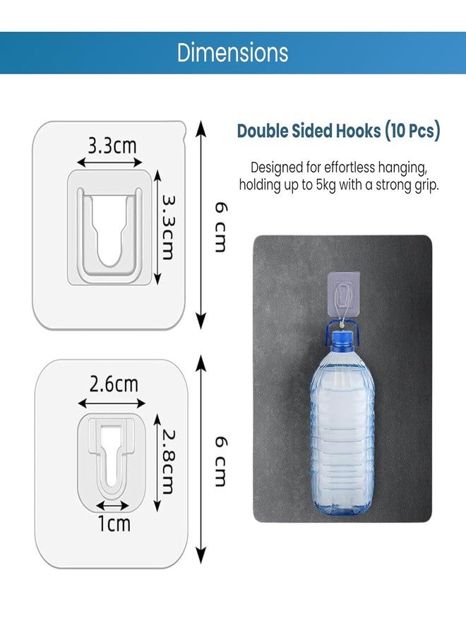 LYSIREN 12 Pack Double-Sided Self Adhesive Male/Female Wall Hooks – Heavy-Duty, No-Drill, Sticker Hooks for Hanging Socket Box, WiFi Router, Bathroom, Kitchen & Home Organization (Male Female Hook) - Image 5