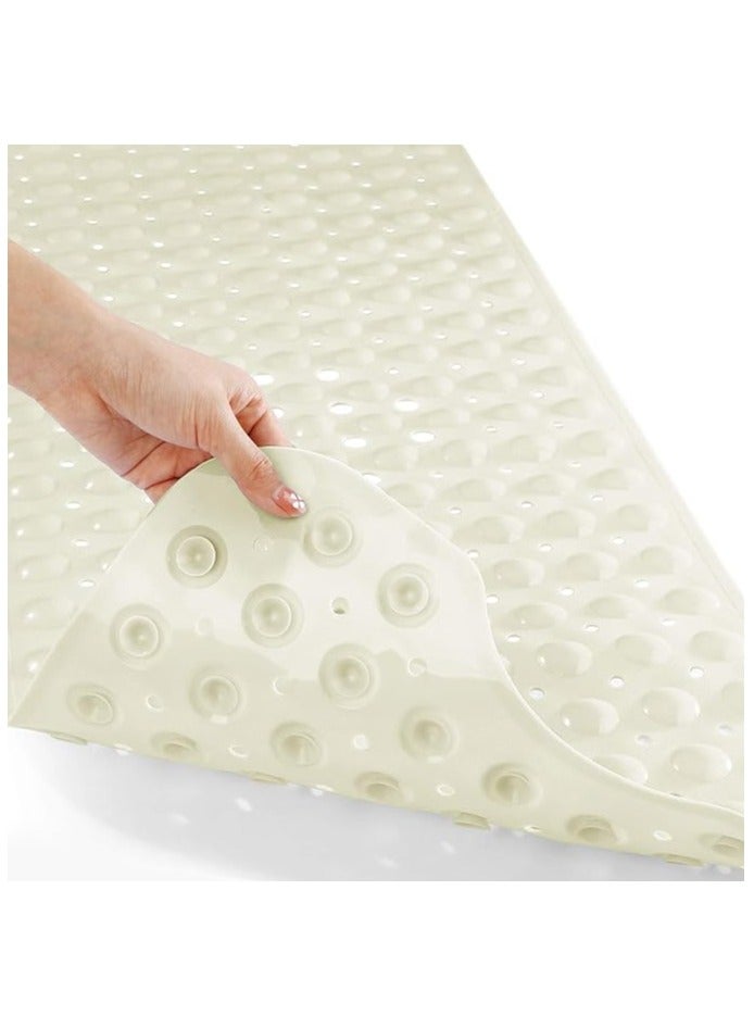 MahMir Non-Slip Bath Tub Shower Mat with Suction Cups and Drain Holes, 40x16in, ( Light Beige )  - Image 1