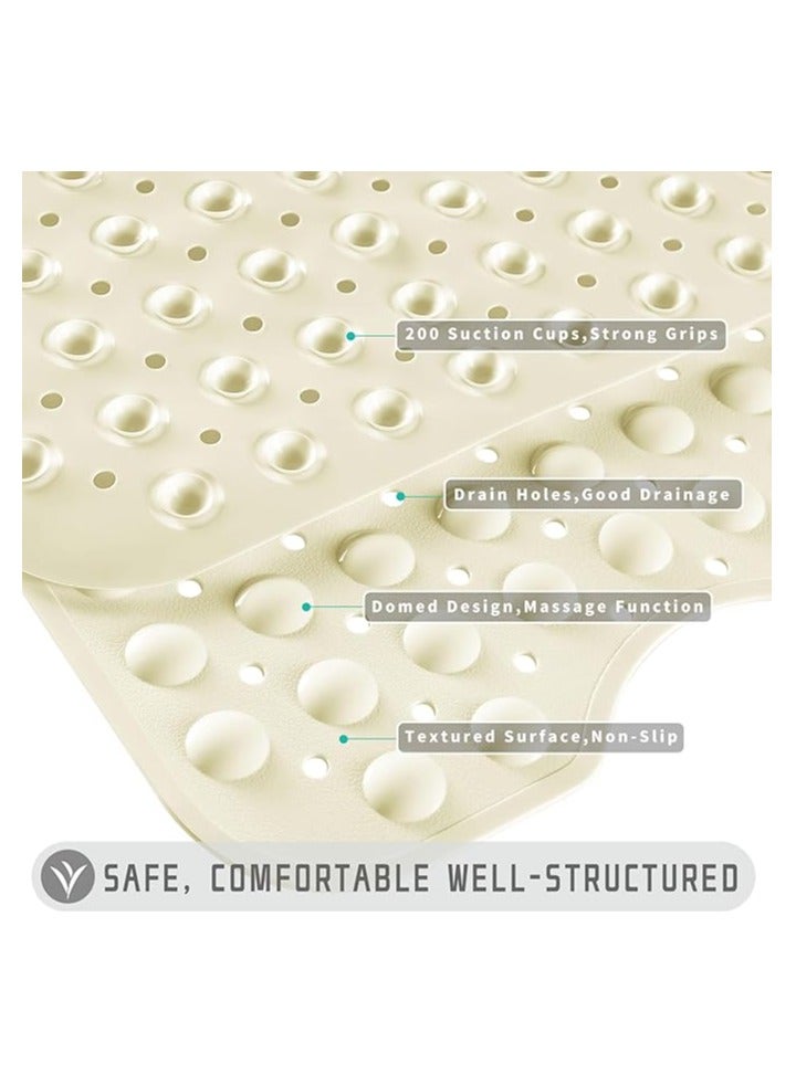 MahMir Non-Slip Bath Tub Shower Mat with Suction Cups and Drain Holes, 40x16in, ( Light Beige )  - Image 4