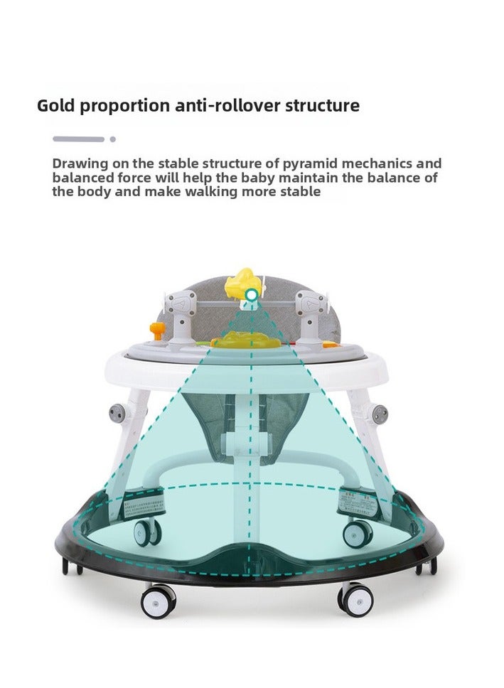 ORiTi عربة مشي للأطفال بأرجل مضادة على شكل O، ميزات متعددة الوظائف مضادة للسقوط والانقلاب، مع مشي والجلوس على عربة على شكل U - أخضر - Image 4