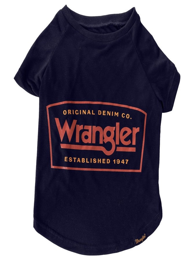 Wrangler T-Shirt for Dogs - Lightweight, Pull On Washable Dog Shirt - Rope EST Wrangler Logo Tee (Navy) XS Size - Image 1