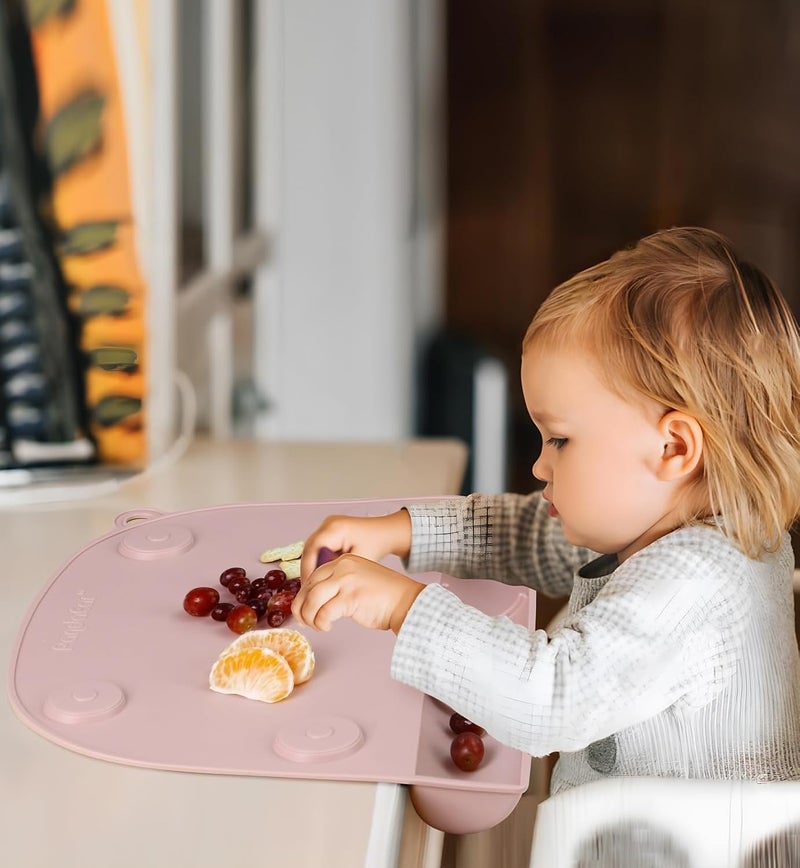 PandaEar 2 Pack Suction Silicone Placemat for Toddlers Kids Food Grade Toddler Place Mat for Dining Table  Restaurants Baby Eating Baby Placemat That Stick to TablePink  Linen - Image 5