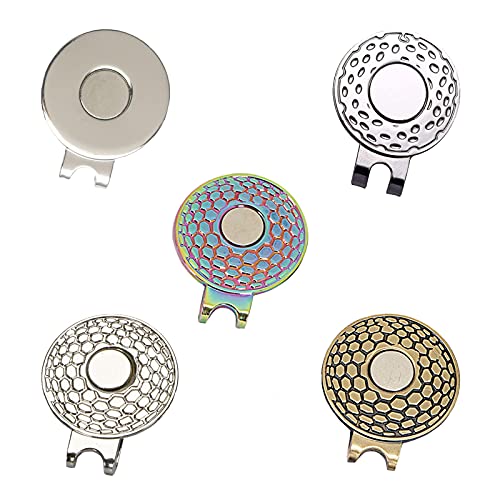 Mimeile Golf Hat Clips Magnetic Marker Holder 5 Pcs Colorful Golf Cap Clips Aiming Marker Professional Sports Court Aid Accessories Gift for Golfer Dad Women Men Elder - Image 1