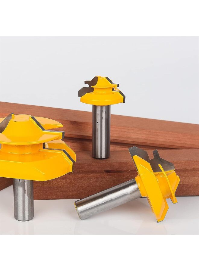 45 Degree Lock Miter Router Bit 3-Piece Set, for 1/2”, Cutting Height, 1/2 Inch Shank. Easy to Create Lock Miter Joint  - Image 4