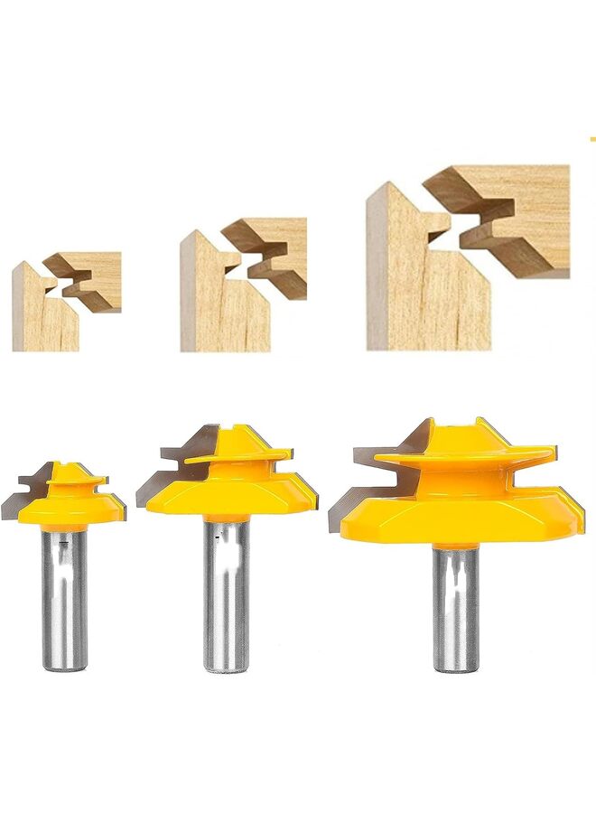 45 Degree Lock Miter Router Bit 3-Piece Set, for 1/2”, Cutting Height, 1/2 Inch Shank. Easy to Create Lock Miter Joint  - Image 2