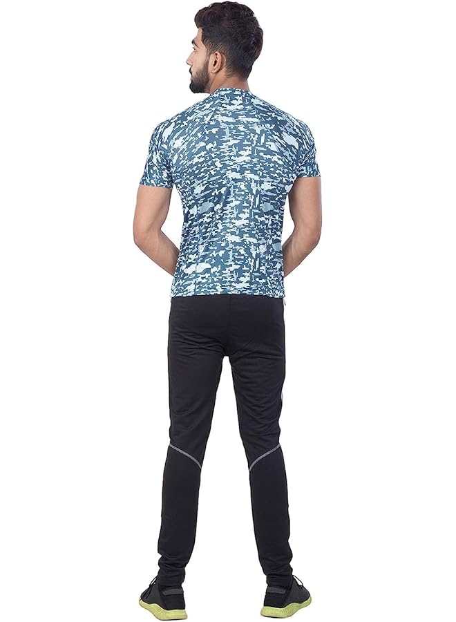 دي أس سي تي شيرت متوسط الحجم برقبة دائرية وأكمام نصفية (رمادي فحمي/أزرق سماوي فاتح) - Image 4