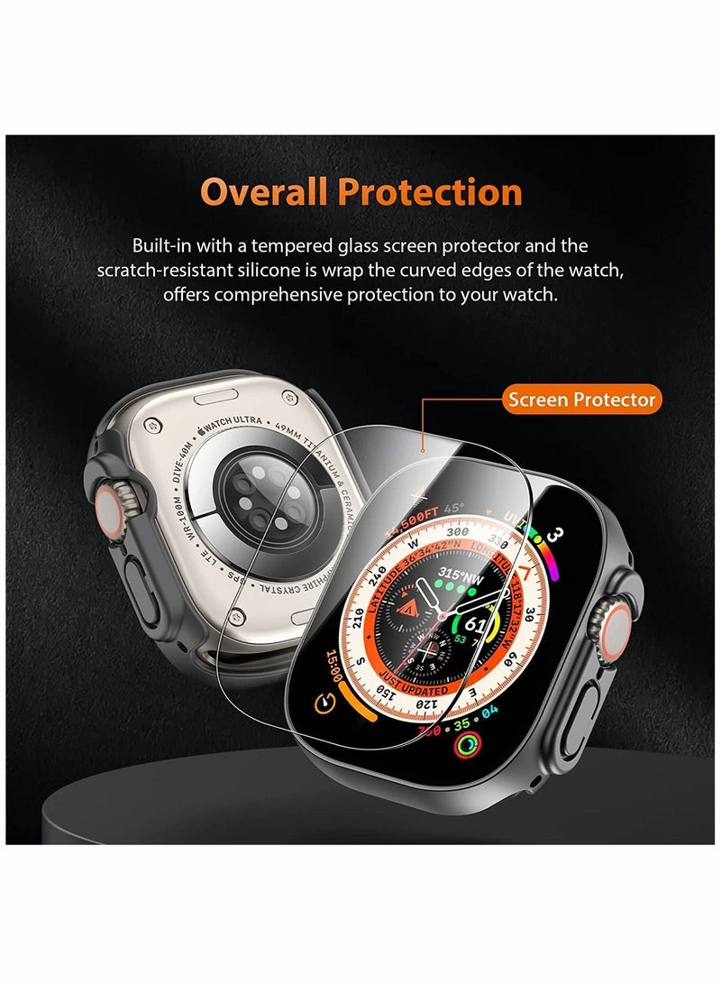 Tempered Glass Hard PC Case Compatible with Apple Watch Ultra 49mm Screen Protector, 【9H Hardness】 【HD Clear】 【Touch Sensitive】 Full Protection for iWatch Ultra,Black(2 Pack) - Image 3