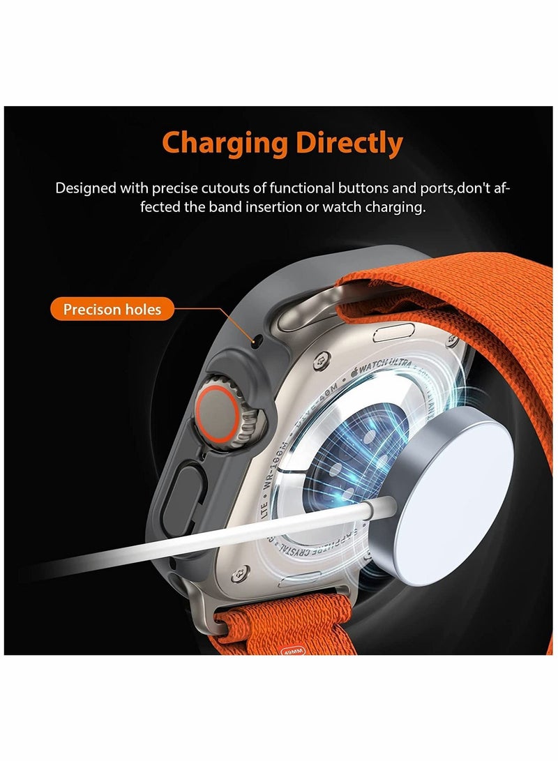 Tempered Glass Hard PC Case Compatible with Apple Watch Ultra 49mm Screen Protector, 【9H Hardness】 【HD Clear】 【Touch Sensitive】 Full Protection for iWatch Ultra,Black(2 Pack) - Image 5
