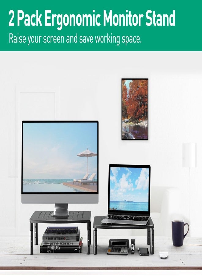 Zimilar 2 Pack Monitor Stands Risers, 3 Height Adjustable Monitor Riser - Image 2