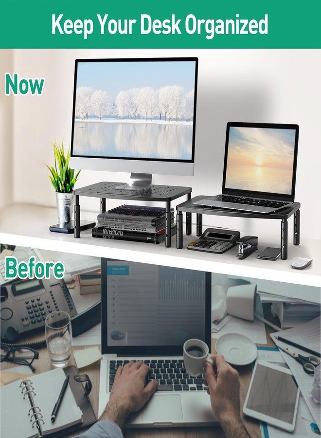 Zimilar 2 Pack Monitor Stands Risers, 3 Height Adjustable Monitor Riser - Image 3