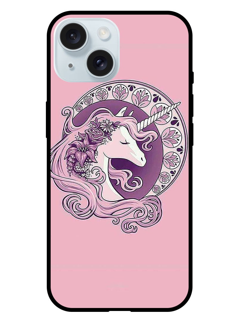 Theodor Protective Case Anti Scratch Shock Proof Bumper Cover For iPhone 15 Pink Unicorn - Image 1