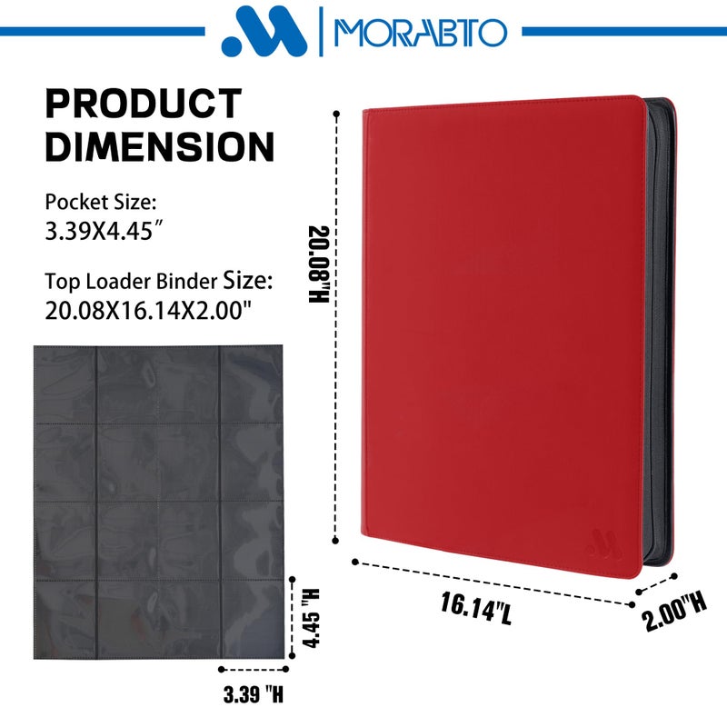 MORABTO 16 Pocket Top loader Binder, Holds 640 Top Loaders,Top Loader Binders for 3" x 4" Rigid Cards,Top loader Card Binder for Hard Plastic Top Loaders - Image 2